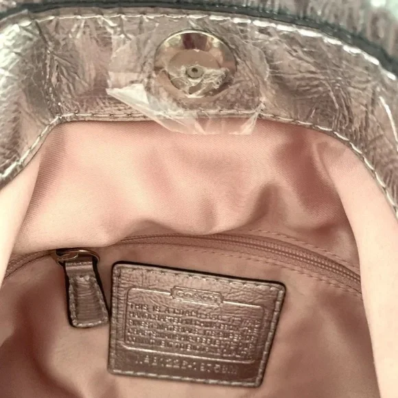 Coach Signature C print Bag 2012 never used like new Cream Silver shoulder Hobo - Picture 9 of 14